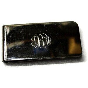 Monogram JBW Money Clip Silver Tone Cash Holder Used